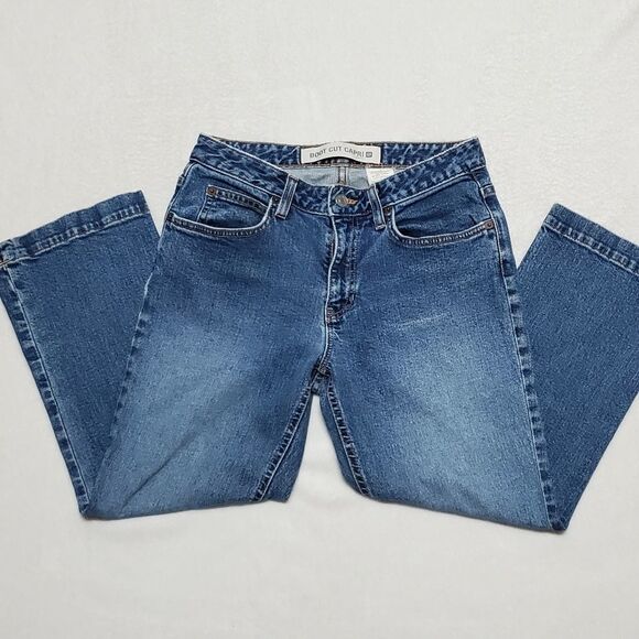 VINTAGE 1990s GAP Boot Cut Capri Jeans Mid Rise Mid Wash Cropped USA Made 6 Reg - Picture 4 of 11